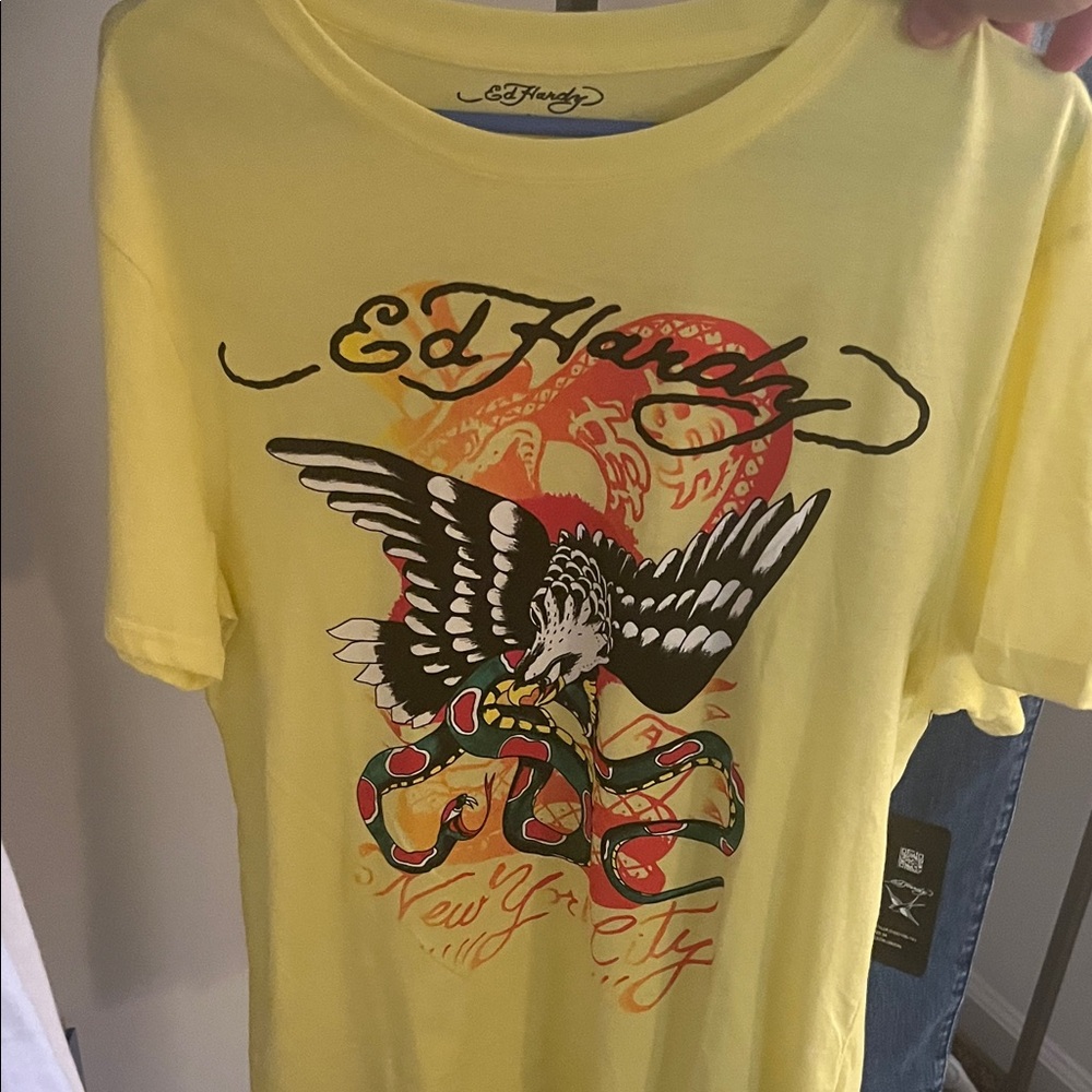Ed Hardy Lemon Tee with Eagle Graphic
